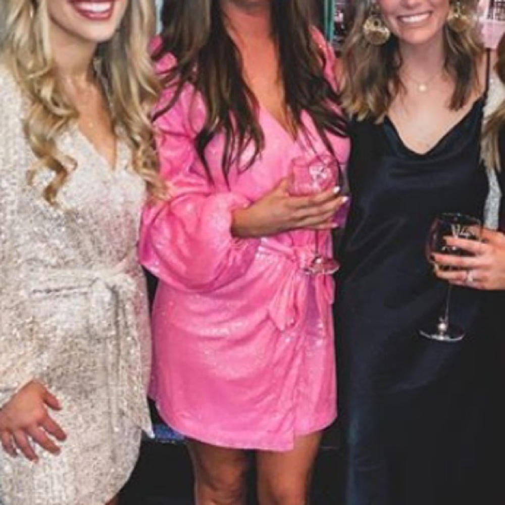 Size 6 Missguided Hot Pink Sequin Wrap Dress